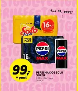 Bunnpris PEPSI MAX OG SOLO SUPER tilbud