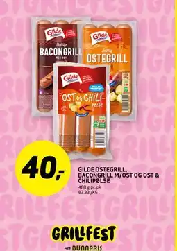 Bunnpris GILDE OSTEGRILL, BACONGRILL M/ OST OG OST & CHILI PØLSE tilbud