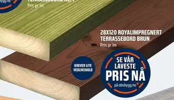 Coop Obs 28X120 ROYALIMPREGNERT TERRASSEBORD BRUN Pris pr Im tilbud