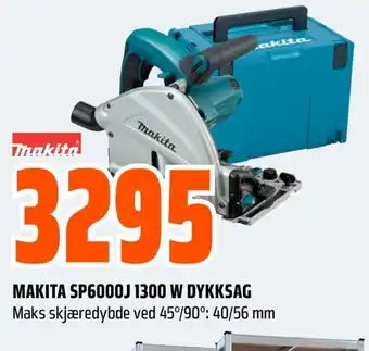 Coop Obs MAKITA SP6000J 1300 W DYKKSAG Maks skjæredybde ved 45°/90°: 40/56 mm tilbud