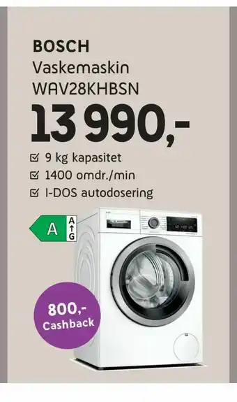 ELON Vaskemaskin WAV28KHBSN tilbud