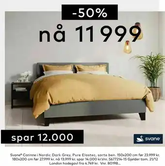 Skeidar Svane® Corinne i Nordic Dark Grey, Pure Elastec, sorte ben tilbud