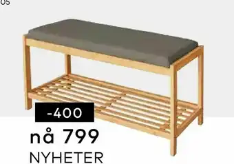 Skeidar Bamboo benk m/pute, 1 hylle tilbud
