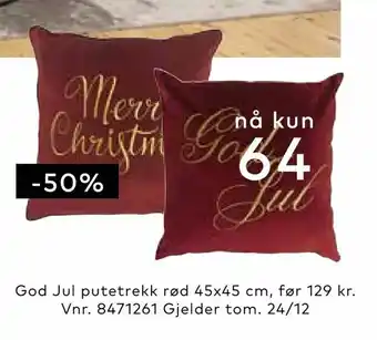 God Jul putetrekk rød