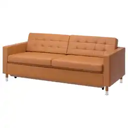IKEA Landskrona 3-seters sovesofa, grann/bomstad gyllenbrun/metall tilbud