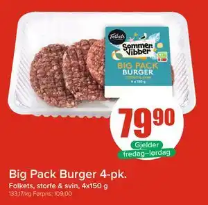 Spar Big Pack Burger 4-pk tilbud