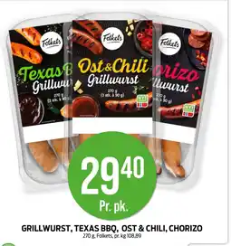 Kiwi FOLKETS Grillwurst, texas bbq, ost & chili, chorizo tilbud