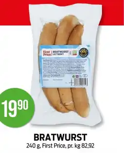 Kiwi FIRST PRICE Bratwurst tilbud