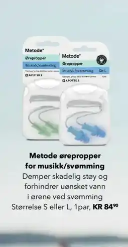 Apotek 1 Metode ørepropper for musikk/svømming tilbud