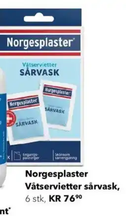 Apotek 1 Norgesplaster Våtservietter sårvask tilbud
