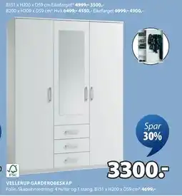 JYSK VELLERUP GARDEROBESKAP tilbud
