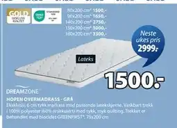 JYSK HOPEN OVERMADRASS - GRÅ tilbud