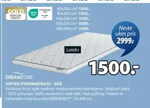 JYSK HOPEN OVERMADRASS - GRÅ tilbud