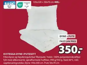 JYSK KVITEGGA DYNE-/PUTESETT tilbud