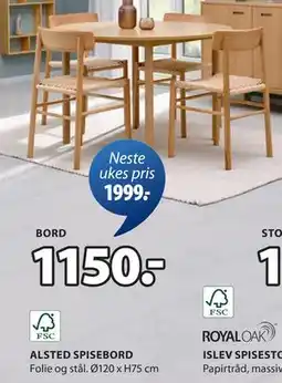 JYSK ALSTED SPISEBORD tilbud