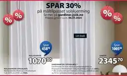 JYSK SPAR 30% på måltilpasset solskjerming tilbud
