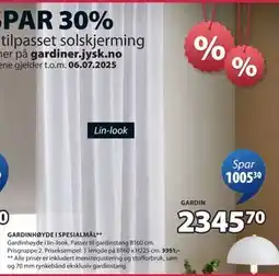 JYSK GARDINHØYDE I SPESIALMÅL tilbud