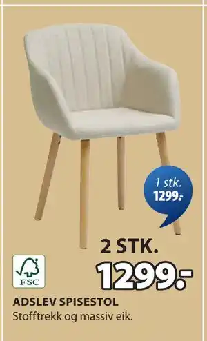JYSK ADSLEV SPISESTOL tilbud