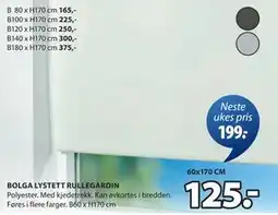 JYSK BOLGA LYSTETT RULLEGARDIN tilbud