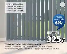 JYSK FERAGEN LYSDEMPENDE LAMELLGARDIN tilbud