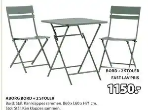 JYSK ABORG BORD + 2 STOLER tilbud