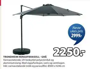 JYSK TRONDHEIM HENGEPARASOLL - GRÅ tilbud