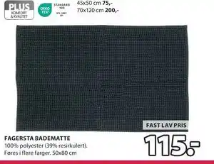 JYSK FAGERSTA BADEMATTE tilbud