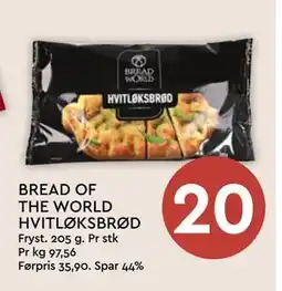 Coop Mega BREAD OF THE WORLD HVITLØKSBRØD tilbud