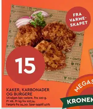Coop Mega KAKER, KARBONADER OG BURGERE tilbud