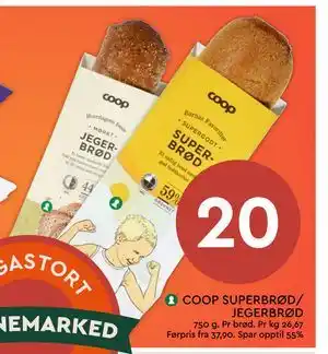 Coop Mega COOP SUPERBRØD/ JEGERBRØD tilbud