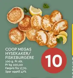 Coop Mega COOP MEGAS HYSEKAKER/ FISKEBURGERE tilbud