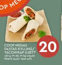 Coop Mega COOP MEGAS FAJITAS KYLLING/ TACOWRAP KJØTT tilbud