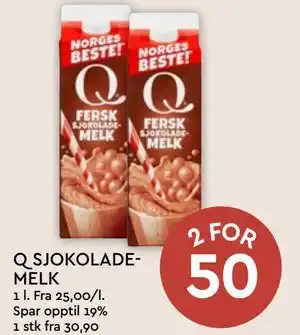 Coop Mega Q SJOKOLADEMELK tilbud