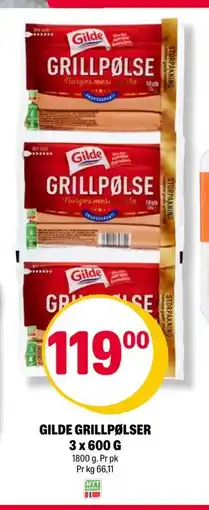 Coop Extra GILDE GRILLPØLSER 3 x 600 G tilbud