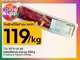 Gigaboks Indrefilet av svin tilbud
