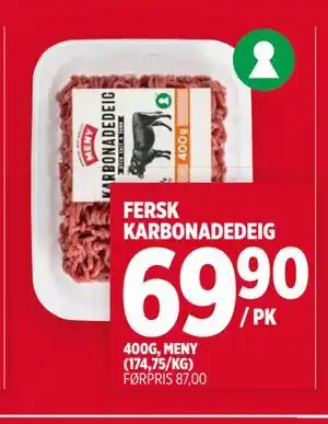 Meny FERSK KARBONADEDEIG tilbud