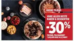 Meny VÅRE ALLER BESTE KAKER & DESSERTER tilbud