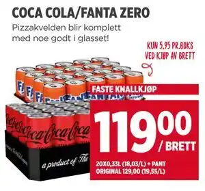 Meny COCA COLA/FANTA ZERO tilbud