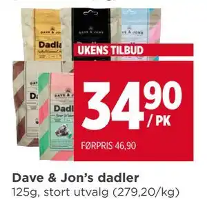 Meny Dave & Jon's dadler tilbud