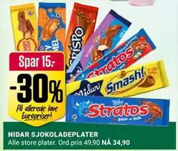 Europris NIDAR SJOKOLADEPLATER tilbud