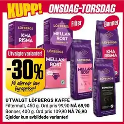 Europris UTVALGT LÖFBERGS KAFFE tilbud