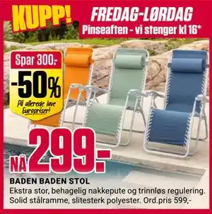 Europris BADEN BADEN STOL tilbud