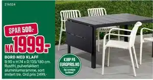 Europris BORD MED KLAFF tilbud