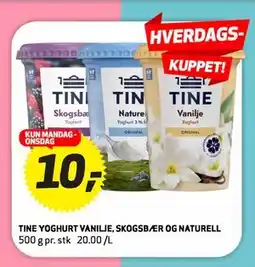 Bunnpris TINE YOGHURT VANILJE, SKOGSBÆR OG NATURELL tilbud