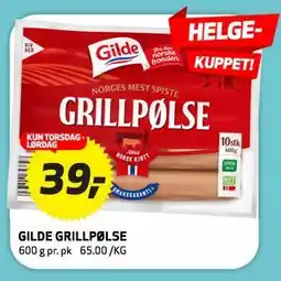 Bunnpris GILDE GRILLPØLSE tilbud