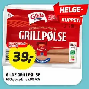 Bunnpris GILDE GRILLPØLSE tilbud