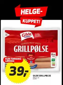 Bunnpris GILDE GRILLPØLSE tilbud
