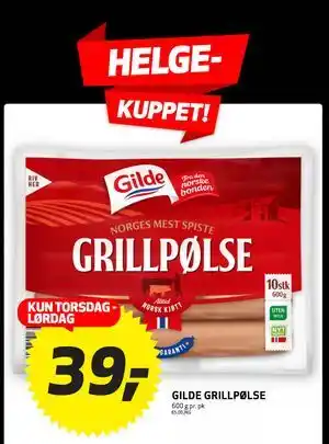 Bunnpris GILDE GRILLPØLSE tilbud