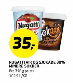 Bunnpris Nugatti Air og Sjokade 30% Mindre Sukker tilbud
