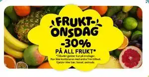 Bunnpris Frukt Onsdag -30% på all frukt tilbud